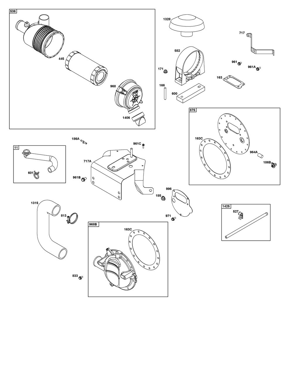 Air Cleaner Group Diagram and Parts List for 386777-3151-G1 200000 - 399999 Briggs and Stratton Engine